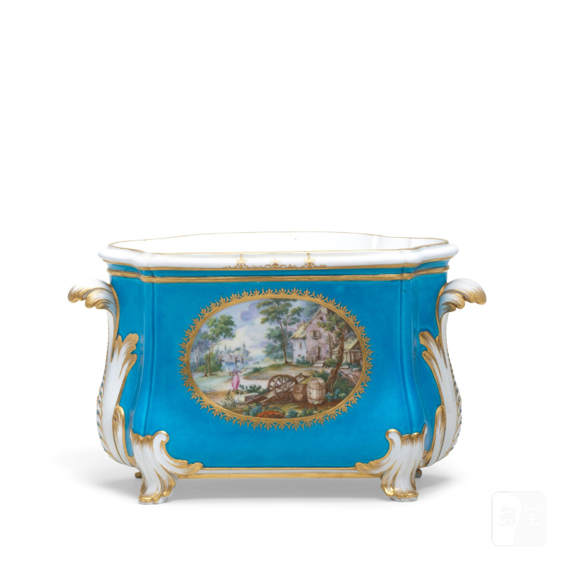 A Sèvres bleu-céleste ground flower vase (cuvette à fleurs Courteille), dated 1760 - 图4